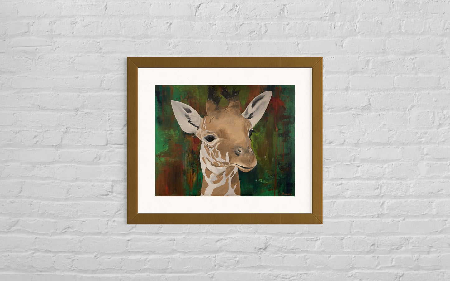 Oil painting of a baby Giraffe