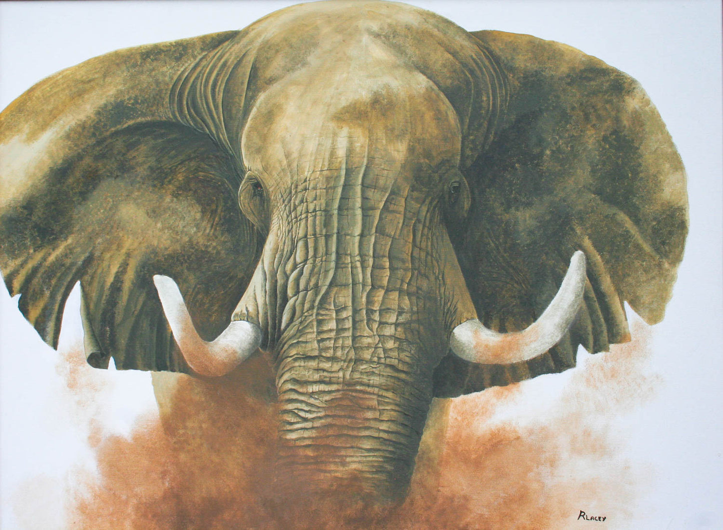 'Raging Bull' An acrylic painting of a charging Bull Elephant