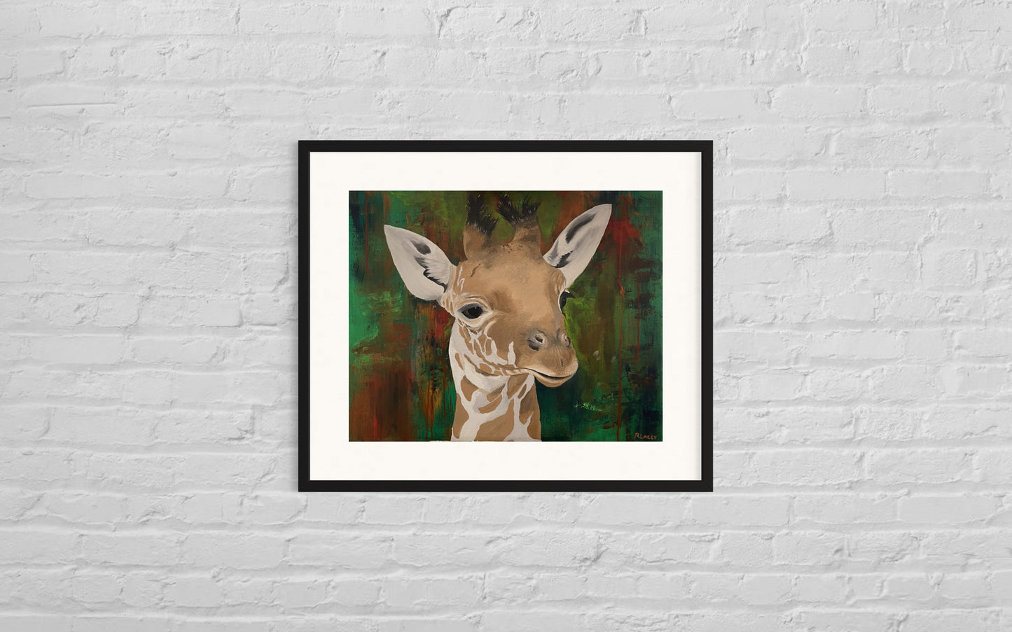 Oil painting of a baby Giraffe