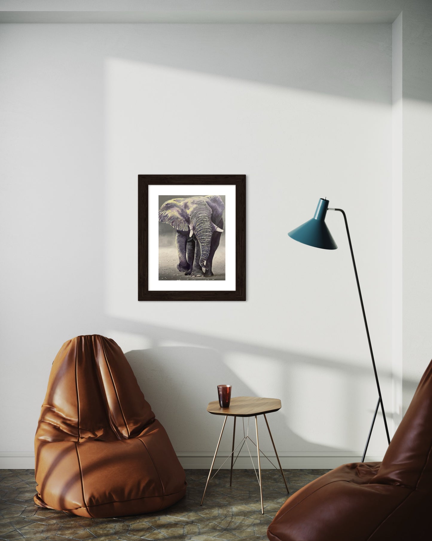 Oil painting of an Elephant at dusk