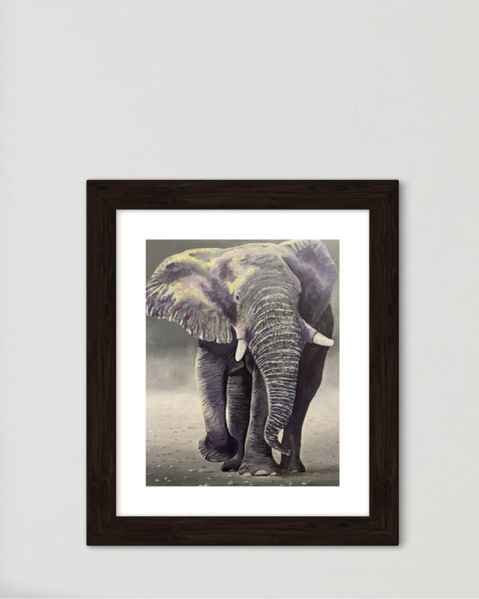 Oil painting of an Elephant at dusk