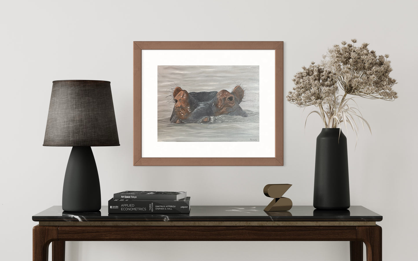 Oil painting of a Hippo
