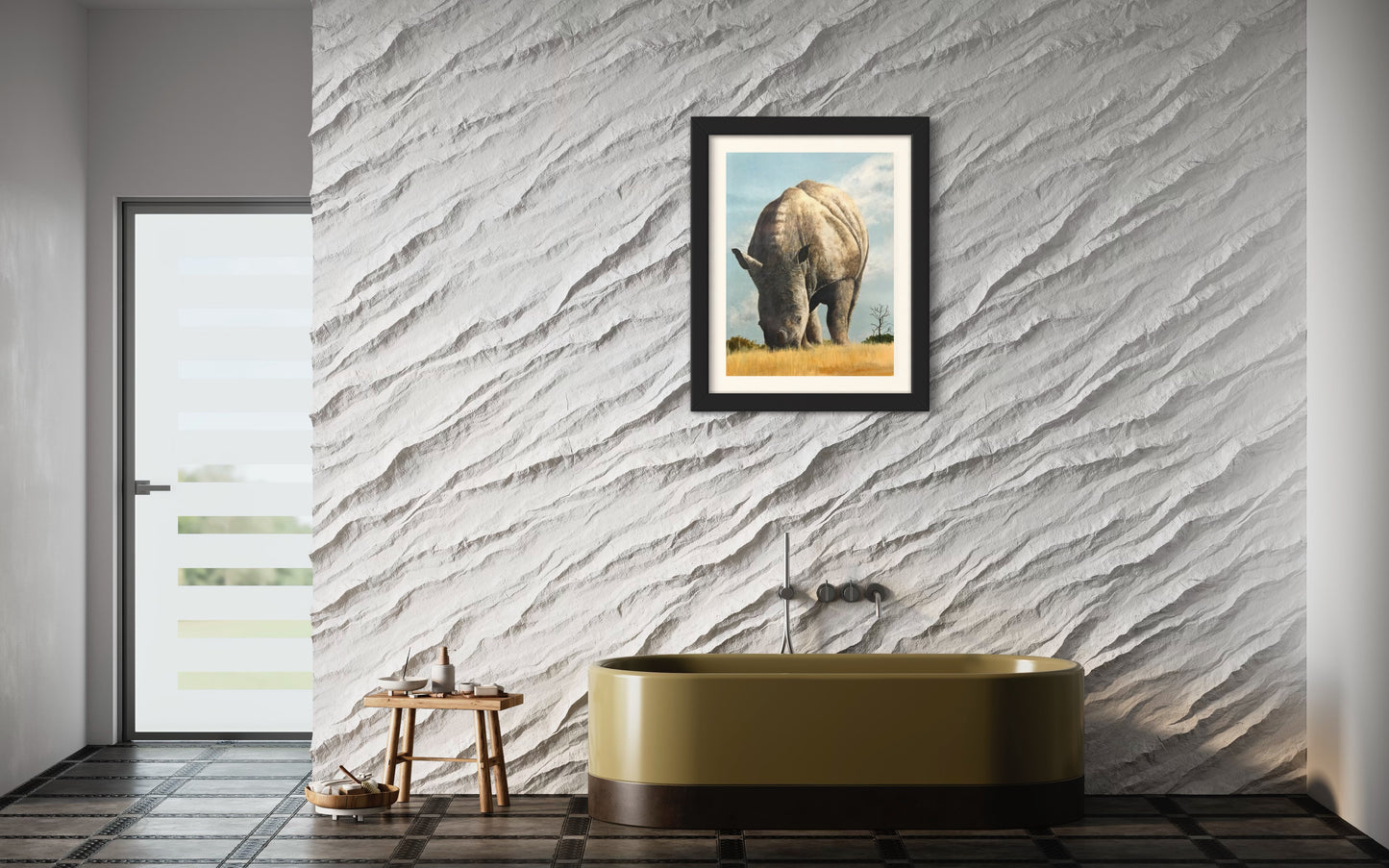 Acrylic painting of a Rhino